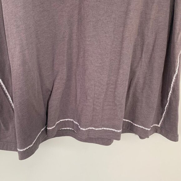 Garnet Hill embroidered cotton blend sleeveless flowy casual tank top - Picture 3 of 8